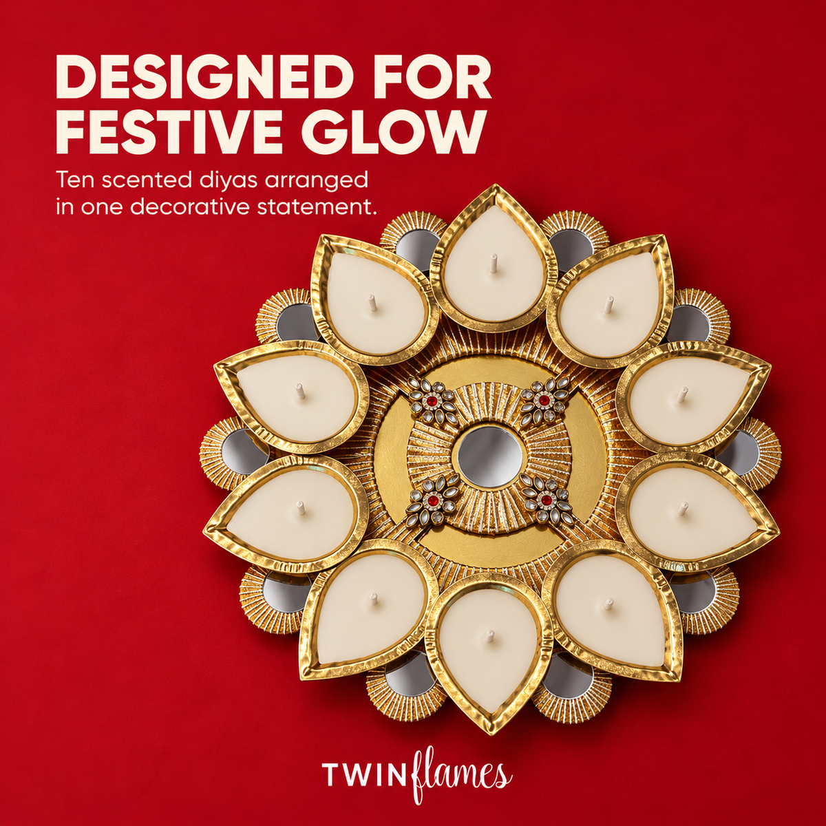 10-Pc Decorative Diya Candle Set