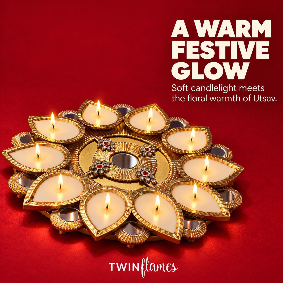 10-Pc Decorative Diya Candle Set
