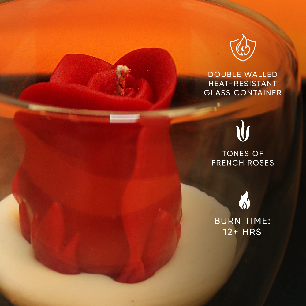 Rose Luxury Glass Candle | Soy Scented