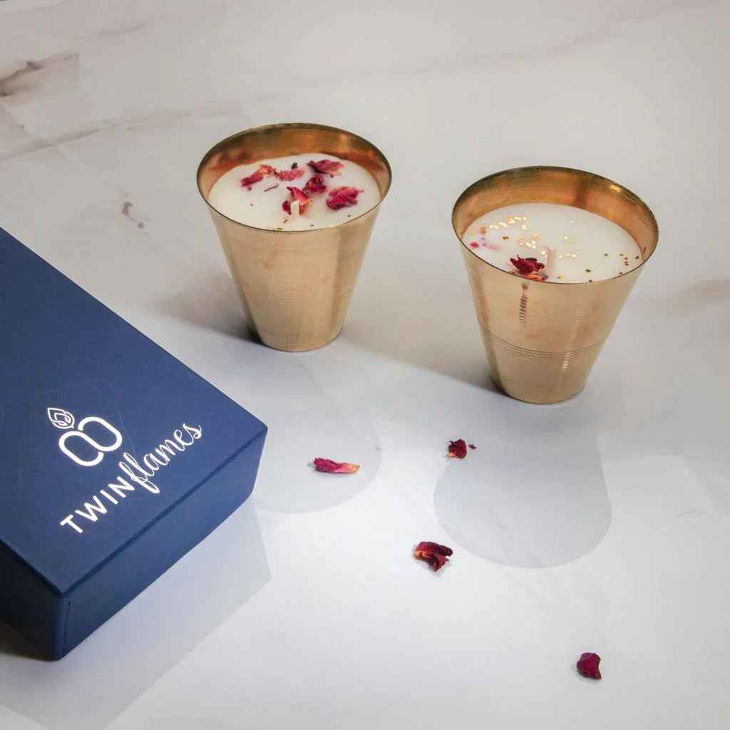 Aura Brass glass (Set of 2)- Scented