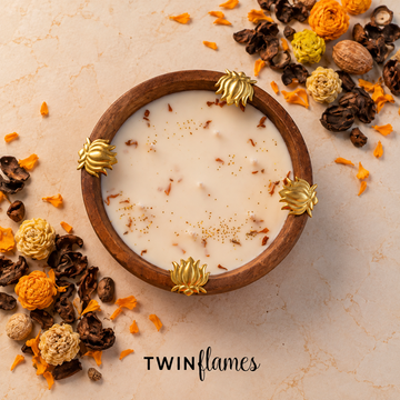 Wooden Lotus Urli Candle
