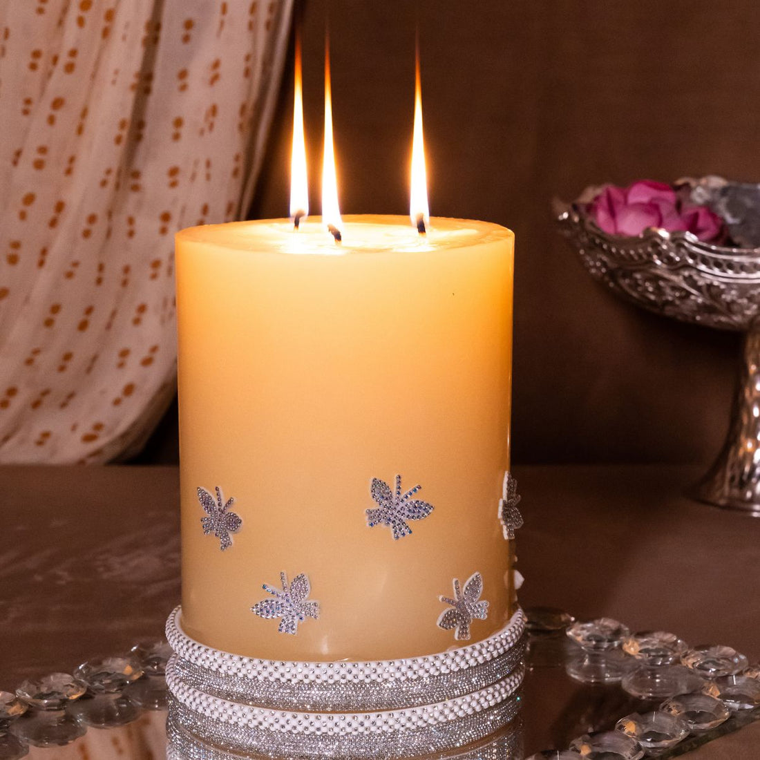 big size pillar candle butterfly decorative