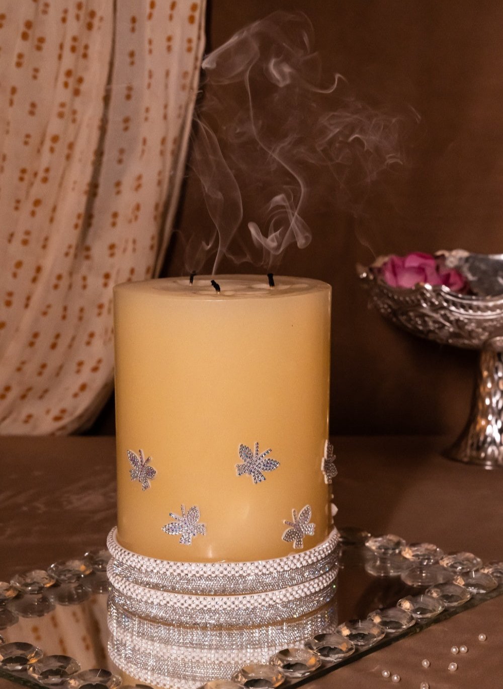 Decorative Butterfly Pillar Candle (Kolkata Delivery only) Twin Flames India