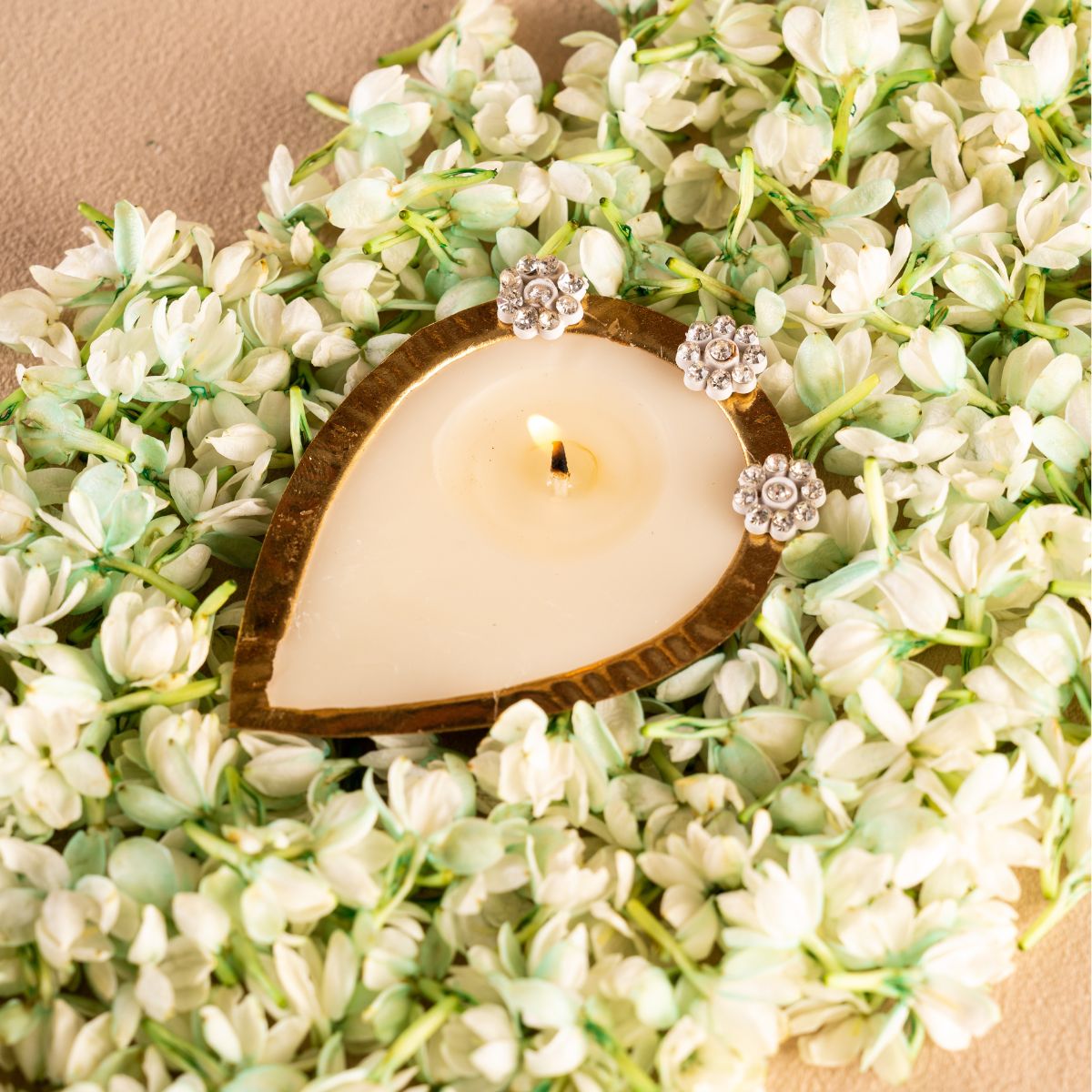 Brass Diya (Box of 5)- Scented (M) Twin Flames India