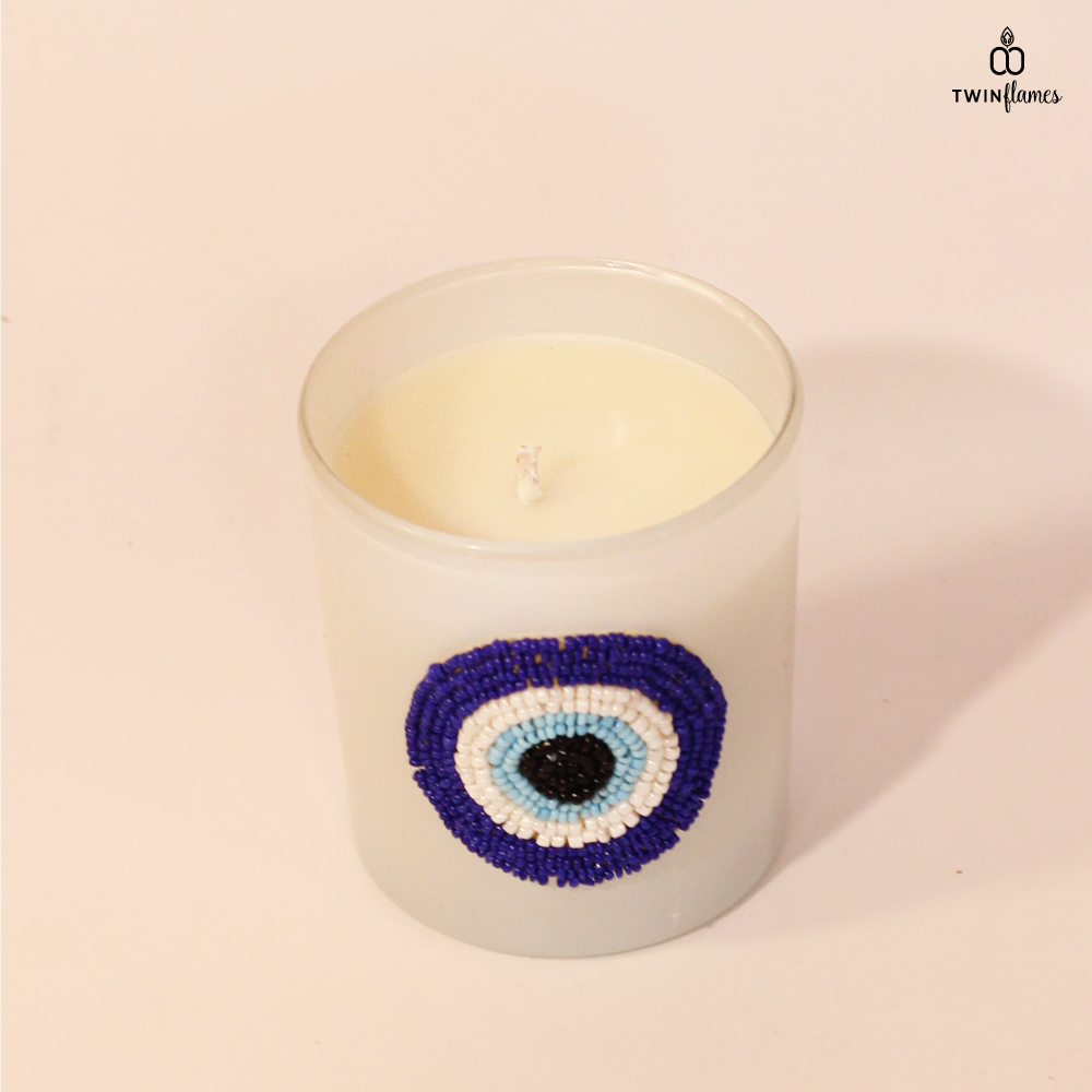 Nazar Evil Eye Candle | Scented Soy Jar Candle Twin Flames India