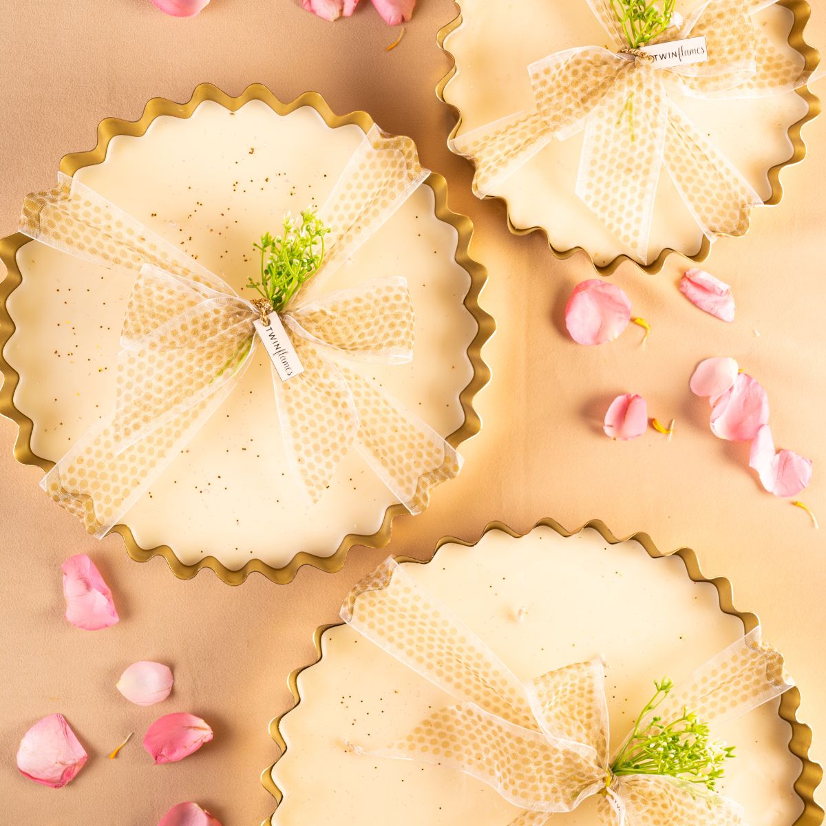 Zigzag Gold Urli Candle Twin Flames India