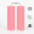 Cream Ribbed Designer Candle (Set of 2)