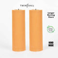 Cream Ribbed Designer Candle (Set of 2)