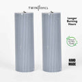 Grey Ribbed Designer Candle (Set of 2)