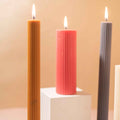 Grey Ribbed Designer Candle (Set of 2)