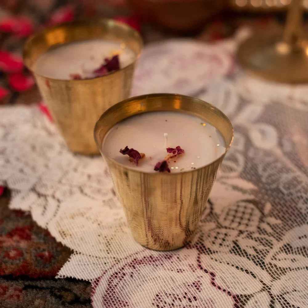 Aura Brass glass (Set of 2)- Scented